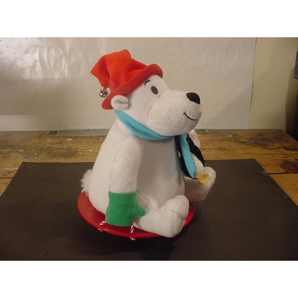 HALLMARK Snowtime Pals Plush Polar Bear and Penguin on Sled - Sings & Rocks - 2 - Picture 4 of 6